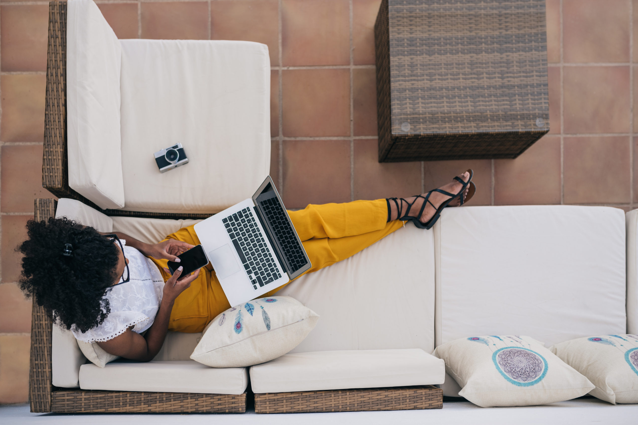 Woman working from home on her computer Woman working from home on her computer